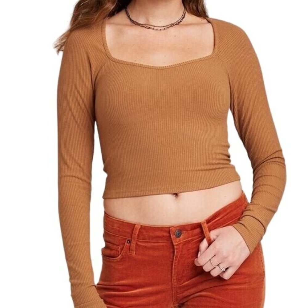 Women's Long Sleeve Sweetheart Neck Seamless Shirt | Wild Fable | X Small - Picture 8 of 9